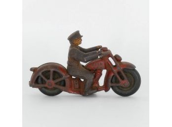 Vintage Cast Iron Motorcycle & Policeman Toy - Possibly Hubley