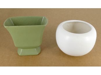 Two Pieces Of McCoy Floraline Pottery - Vase & Planter