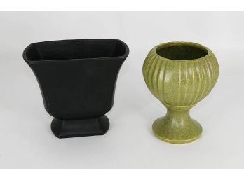 Two Different Vintage McCoy Floraline Pottery Vases