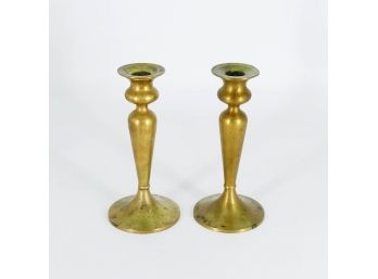 Pair Of Antique Gilt Brass Candle Holders