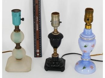 3 Different Vintage Boudoir Lamp Bases - All In Working Condition
