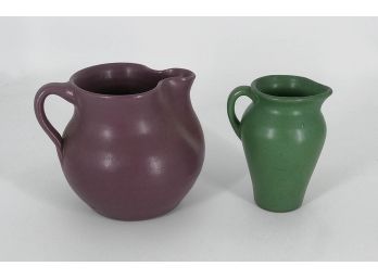2 Different Francis J. Duggan (1865-1944) Art Pottery Pitchers  From The Old Pot Shop (Norwalk,CT) - C. 1900