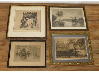 4 Different 19th & 20th C. Etchings