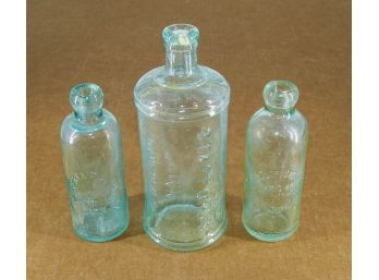 Three Antique Bottles - Blob Top Soda (2) & Stafford 1qt Ink