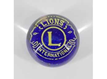Rare Vintage Lions Club International Glass Paperweight