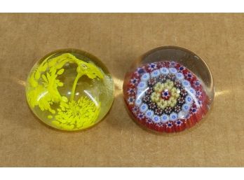 Pair Of Small Paperweights - Millefiori