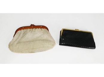 Two Vintage Purses - Whiting & Davis Bubble Mesh Bag And Snakeskin Clutch