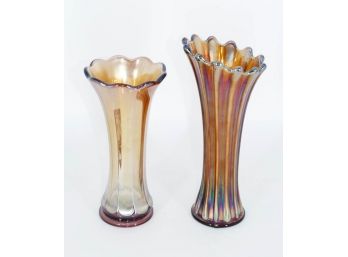 Pair Of Carnival Glass Vases - Northwood