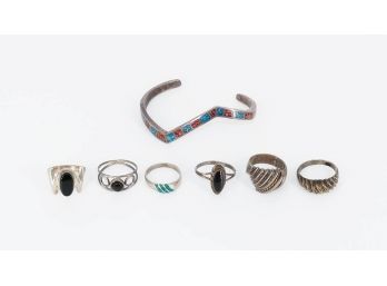 Vintage Sterling Silver Ring And Bracelet Lot