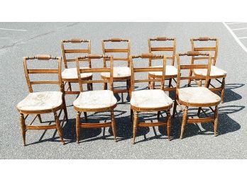 Set Of 8 - 19th C. Hitchcock Style Hand Painted Chairs