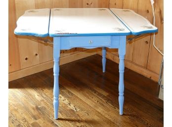 Rare 1920's Mutschler Brothers Porce-Namel  Decorated Drop Leaf Table