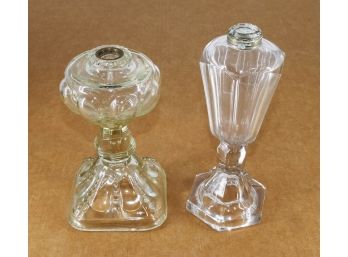 Pair Of Antique Pattern Glass Oil Lamp Bases