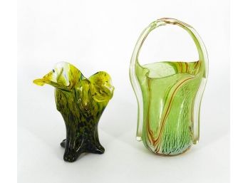 Art Glass Basket & Vase