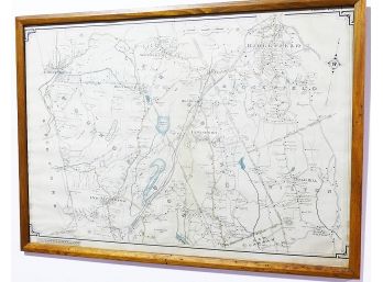 Antique 1908 Lithograph Map Of Wilton-Ridgefield-New Canaan (CT) & Lewisboro-Bedford-Pound Ridge (NY)