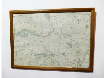 Antique 1908 Lithograph Map Of Ridgefield (CT), Lewisboro (NY), North Salem (NY), Bedford (NY)