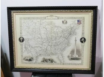 Large 1850 John Tallis Reproduction United States Map - Professionally Framed