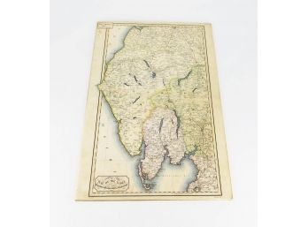 Original 1816 Hand Colored Engraving - Map Of The Lakes Lancashire, Westmoreland, And Cumberland