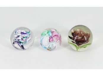 Three Different Glass Paperweights - Murano (Italy), BPS
