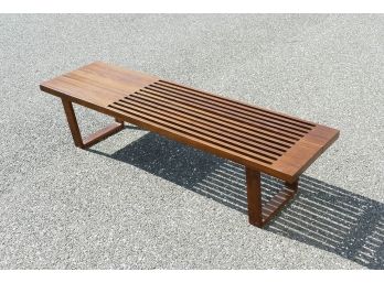 Mid-Century Modern 60' Slat Bench Made In Yugoslavia