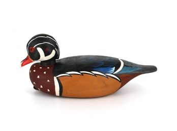 Hand Painted Wood Duck Decoy - Signed CP