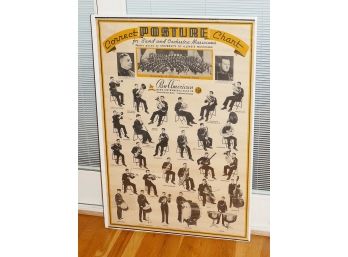 Large 1940's Correct Posture Chart For Orchestra Musicians