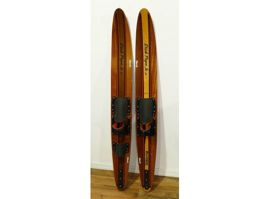 Pair Of Vintage Wooden Water Skis - Dick Pope Jr. (57')