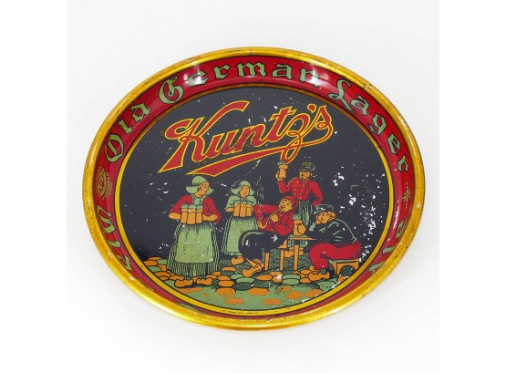 Vintage 1930's Kuntz's Old German Lager Beer Tin Litho Tray