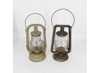 Vintage Dietz Monarch And Embury Defiance No. 0 Railroad/Barn Kerosene Lanterns