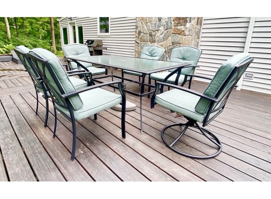 7 Piece Outdoor Dining Set - Steel Frame / Tempered Glass