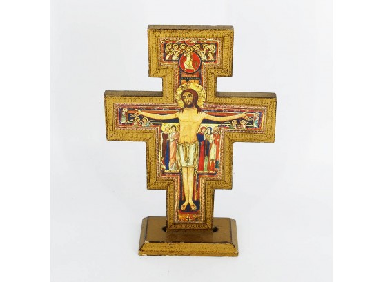 San Damiano Wooden Cross - Made In Italy - With Removable Base