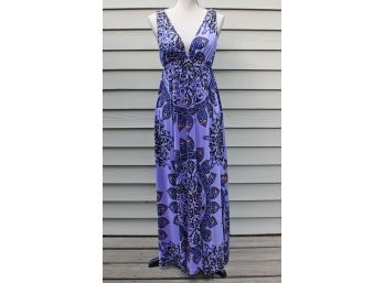 Nieves Lavi New York 100% Silk Purple Maxi Dress Size 4