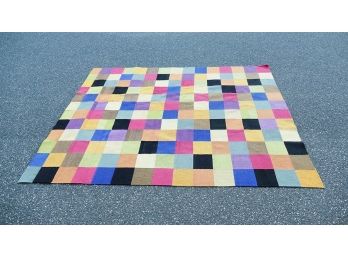 Multicolored Wool Checkerboard Area Rug Purchased At ABC Carpet (92.5' X 114.5') - Original Cost $2000