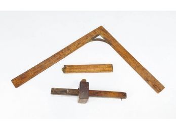3 Different Antique Wood Rulers