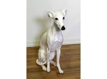 Vintage Italian Ceramic Majolica Greyhound Dog Sculpture - Lifesize