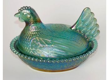 Vintage Indiana Carnival Glass Hen Candy Dish