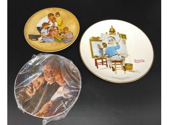 3 Norman Rockwell Decorative Plates - Christmas Story / Triple Self Portrait