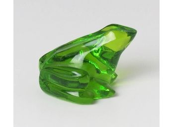 Baccarat Small Crystal Frog Figurine - Green