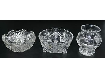 3 Different Crystal Glass Bowls