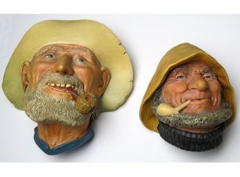 2 Bossons Chalkware Heads - Old Timer And Old Salt