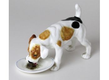 Royal Doulton Dog Figurine - Jack Russell Eating From Plate