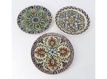 3 Vintage Greek Hand Made Plates - Rhodes Lindos