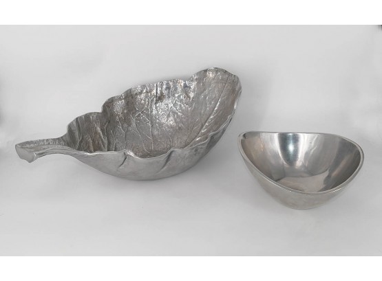 Large Aluminum/Metal Leaf And Nambe Bowl