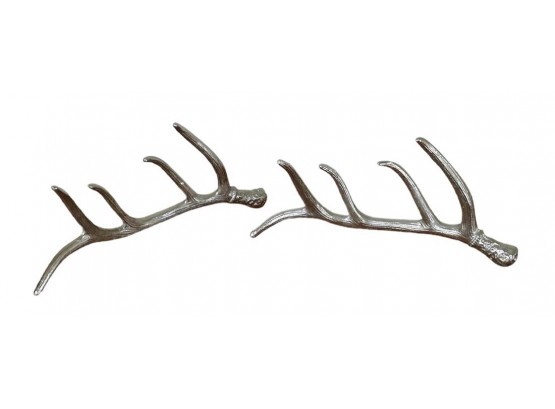 Pair Of Decorative Aluminum Cast Metal Deer Antlers
