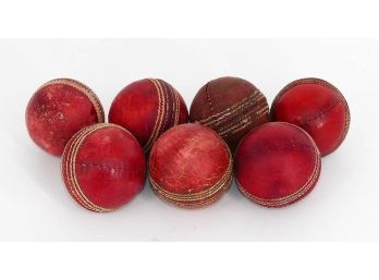 Set Of 7 Vintage Leather Cricket Balls