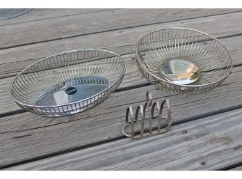 Two Different Bread Baskets & A Toast Rack - Alessi
