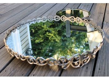 Two Different Decorative Cast Metal/Mirrored Display Trays - 24' & 14' Diameter - $280 Original Cost