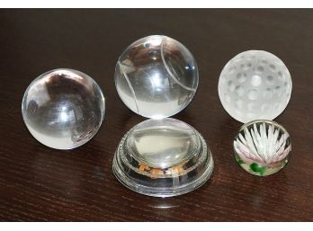 Lot Of 5 Glass Paperweights