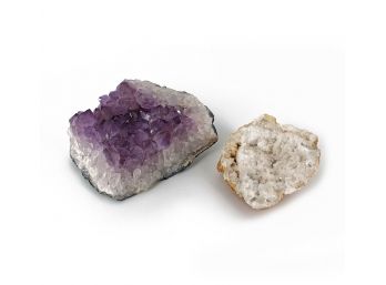 2 Different Geodes - Amethyst And Quartz