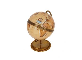 Rochard Limoges Hand Painted Porcelain Trinket Box - Globe Of The World