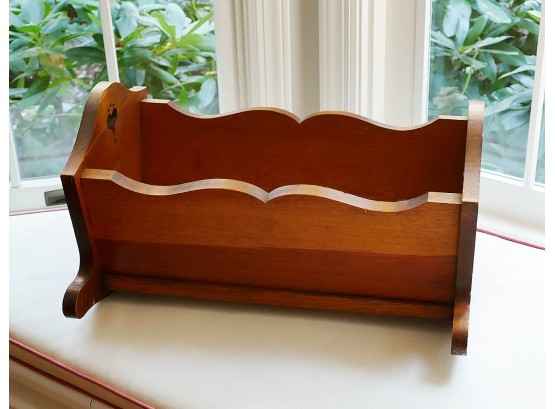 Vintage Small Wooden Cradle With Heart Cutouts